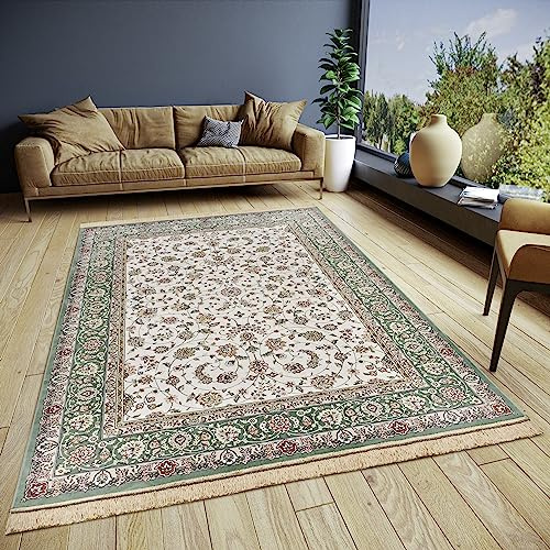 Väninna Home Collection Djamila orientalisk matta – orientalisk kort lugg, vardagsrumsmatta, mjuk orientalisk matta, klassisk för sovrum, matsal, vardagsrum, hall – grön, 160 x 230 cm