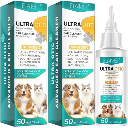 Sanrik Dog Ear Cleaner, Dog Ear Drops for Infection Antibiotics, Non-Toxic, Non Irritating, Anti Fungal Ear Drops for Dogs & Cats, Dog Ear Infection Treatment, Dog Ear Cleaner Solution (2 pack)