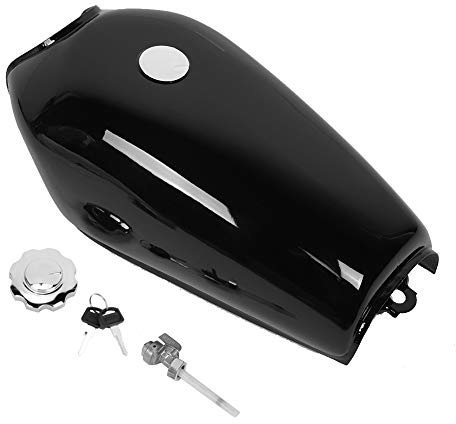 CG125 Universal-Kraftstofftank 9L, Leuchtend Schwarzer Retro-Benzintank mit Deckelschalter, Eisenmaterial, Stabile Leistung,CG125
