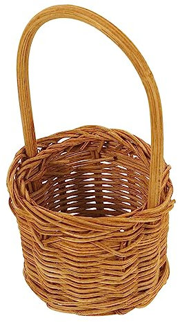 Kleiner Rund Flechtkorb mit Griff Rattan aus Rattan für Blumen