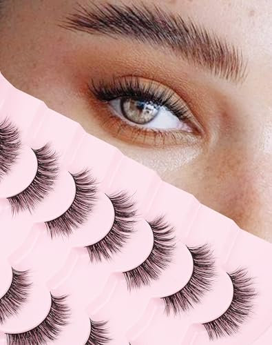 Onlyall Natürliche Wispy Lashes - Falsche Wimpern Mit Natürlichem Look - Weiche, Flauschige, Ausgestellte Wimpern - 7 Paar D-K05