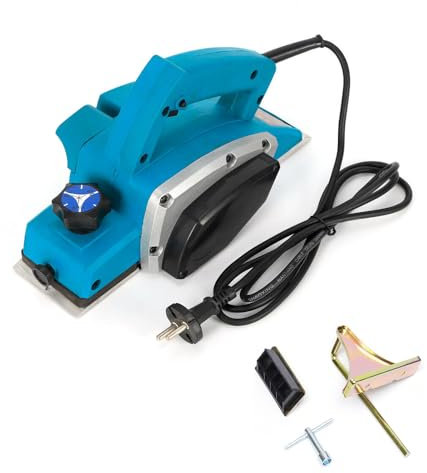 Elektrohobel Profi Handhobel, 800W 11000 U/Min, Hobelmaschine Hobelbreite 82mm, Spantiefe 2mm, Sicherheitsschalter, Elektrischer Hobelmesser