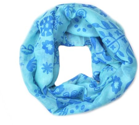 Generisch Loop Schal Loopschal Schlauchschal Rundschal Halstuch Tuch Halstücher Damenschal Blumen Tücher Damen (Türkis)