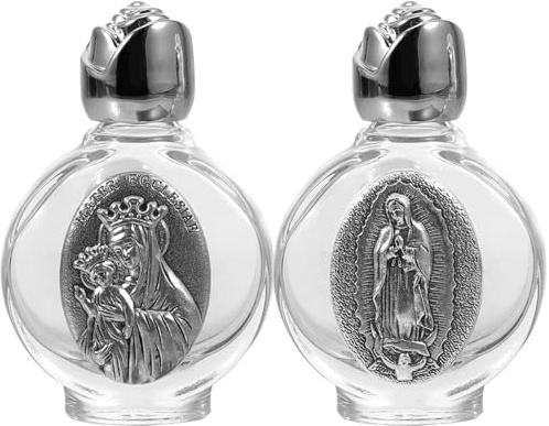 DOITOOL Geprägte Heiliges Wasserflasche Aus Glas 2 Stück Nachfüllbare Kleine Fläschchen Mit Versiegeltem Design Für Reise Kirche Und Taufdekoration