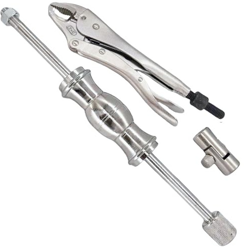 Slide Hammer Locking Pliers Set, 9 inch Locking Pliers, Sturdy 2 Pound Slide Hammer,Swivel Grip Attachment for Nail, Bolt, Pin, Seal, CV Axle Removal Tool