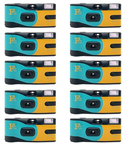 Fotofilm Pro Disposable Camera Single Use Film ISO 400 27 Exposure Flash - 10 Pack Bulk for Weddings, Birthdays and Parties!