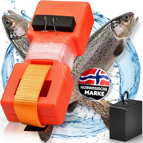 Autosett Small - Angelzubehör für Forellen & Barsche inkl. Leine, 2 Angelhaken und Gewicht aus Norwegen - selbstsetzende Angel für Kinder & Erwachsene - Süßwasser - Bekannt von Fisher Benny (Tiktok)