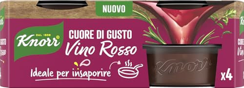 Knorr Cuore di Gusto Vino Rosso, Pronto da Sciogliere in Padella, con Ingredienti da Agricoltura Sostenibile, Vegano, Senza Glutine, 4 Vaschette da 28g