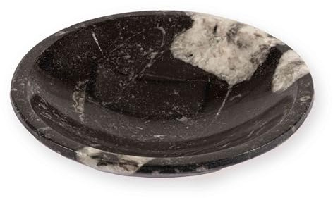 NKlaus Cuenco de fósiles de mármol negro hecho a mano, 10 cm, 1 unidad | Hecho a mano; para meditación; diámetro: 10 cm; peso: 150 g; 150 g; 10 cm; 10 cm