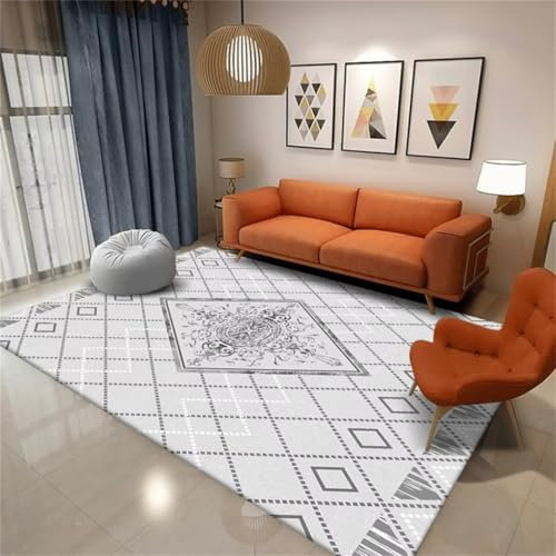 AITROMNI Flur Teppich Auslegware Graue einfache Linien dekorieren Wohnzimmer Schlafzimmer Teppich Antifouling Teppich Antirutschunterlage 140X200CM