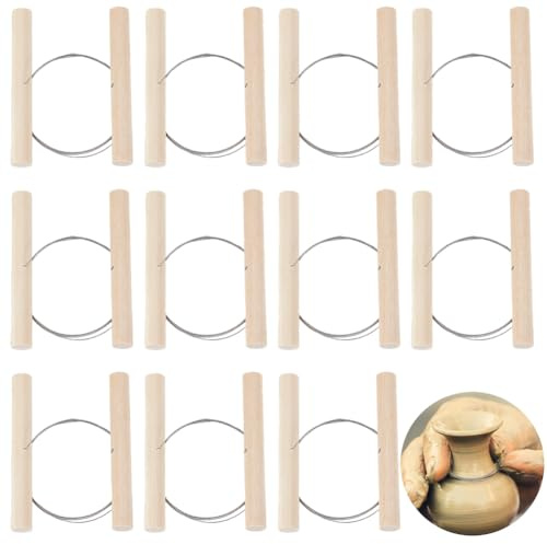 HOBBIESAY 12Pcs Pottery Clay Wire Cutter Wood Cutting Pottery Tools Ceramic Cut Off Tools Hand Clay Supplies Polymer Wire Tool for Artists Cutting Mud Handcraft Pottery Crafts