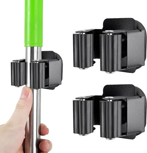 BPOPO 2 Stück Magnetischer Besen- und Moppenhalter ohne Bohren, magnetische Wandhalterung für Besen & Gartengeräte, für Garage, Werkstatt, Küche, Waschküche