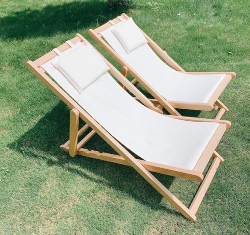 2 sillas de Playa de Madera con Lona Ajustable
