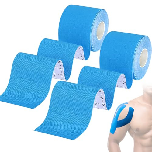 2 Rolls Kinesiology Tape 5m X 5cm Physio Tape Waterproof Elastic Muscle Sports Tapes for Joint Body Shoulder Ankle Elbow Wrist Shin Splints Knee Muscle Support