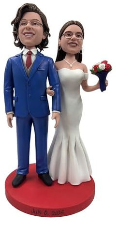 mydedor Individuelles Brautpaar, Wackelkopf, personalisierbar, Hochzeitsgeschenk, handgefertigte Braut- und Bräutigam-Figur, basierend auf Ihren Fotos, romantische Schreibtischdekoration