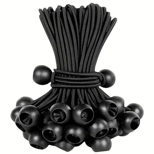 KinetiCore 10Pcs Black Bungee Balls, 15cm Heavy Duty Tarpaulin Bungee Cords with Balls, Elastic Tarp Ties Toggle Straps for Gazebo, Tent, Marquee, Camping, Canopy, Flag & Furniture Covers
