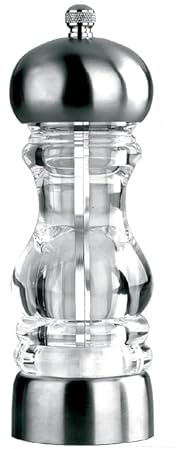 Macinapepe acrilico 18 cm – Realizzato in acrilico, design elegante, meccanismo di macinazione regolabile, adatto per l'uso quotidiano.