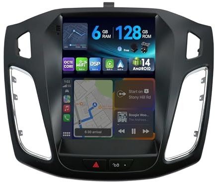 MSD 6G+128G - 9.7 Pollice Autoradio Per Ford Focus (2010-2013) | Android 14 GPS Navi Radio | Carplay Android Auto Volant Dual Band WiFi DSP DAB Bluetooth | Telecamera MIC | Octa-Core 2 Din