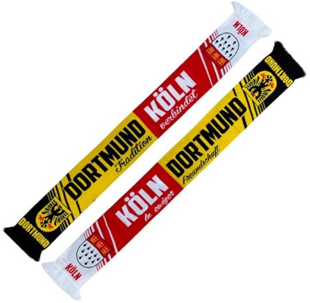 Wallitschek Schal Freundschaft DORTMUND+KÖLN II, Fussball, 1909, 1948, Fanschal, Strickschal, besonders kräftige Farben, extra weiche Qualität - **GRATIS VERSAND**