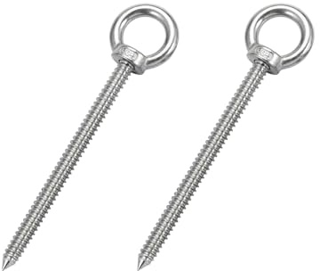 2 Stück M12 x 80 304 Edelstahl Ringschraube mit Holzgewinde | selbstschneidende Ösenhaken zum Aufhängen von Holz, Zurrgurten, Hängematte, Schaukelstuhl, Yoga