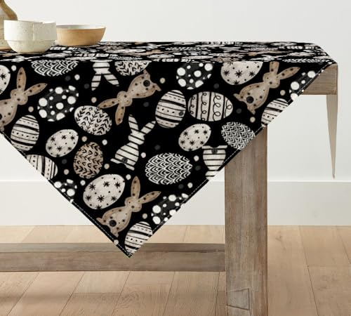 Artoid Mode Nero a pois coniglietti uova di Pasqua tovaglia di Pasqua biancheria da tavola primavera cucina decorazione per interni vacanza festa decorazione 85x85 cm