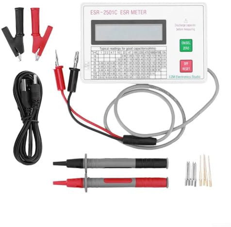 ESR, tester per condensatori ESR-2501C, misuratore di capacità online con clip per batteria, strumento di prova del circuito DCR