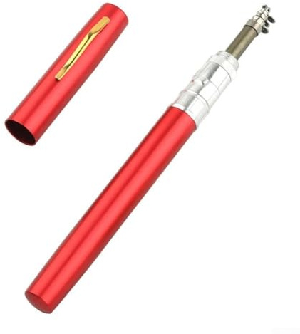Gdfnmogo Telescopic Pocket Fishing Rod, For Ultra-Light Aluminum Alloy, 1-Meter Compact Pen-Style Rod for Freshwater and Travel Fishing(RED)