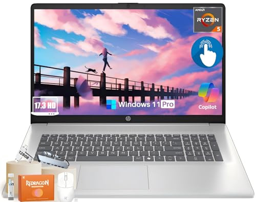 HP 17 Inch Touchscreen Business Laptop | AMD Ryzen 5 7430U (Beat i7-1355U) | 32 GB RAM | 1 TB SSD | 17.3 HD+ Anti-Glare Display | Windows 11 Pro | Copilot | Wi-Fi 6 & BT 5.4 | Fast Charge | Webcam