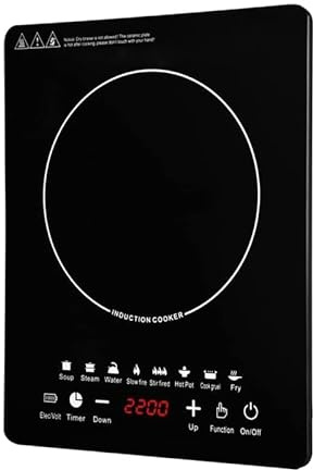 2200W Portable Induction Cooker - 8 Power Levels & 8 Automatic Programs with Timer, Electric Magnetic Induction Grill for Home Use