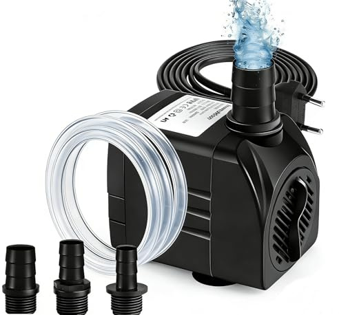 Awroutdoor Pompa sommergibile per acquario, 1800 l/h, per laghetto, fontana, acquario, giardino, pompa sommergibile, 3 ugelli da 13 mm-16 mm-19 mm, cavo da 1,9 m (25 W)