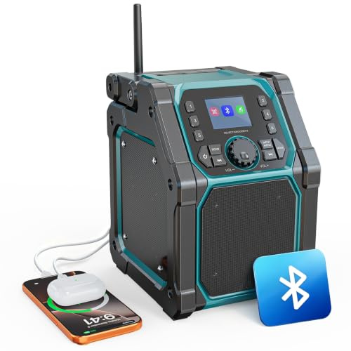 Ecarke Radio Portable Rechargeable Compatibilité avec Batteries Makita 18V