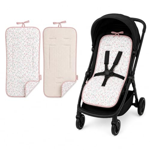 Danielstore Colchoneta Silla Paseo Universal | 80x39cm, 100% algodón | Reversible, transpirable, adaptable, fácil de colocar | Comodidad y protección para bebé