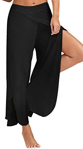 Sarouel Pantalon Ouvert Sur les Côtés Femme Baggy Hip Hop Danse Sport Yoga Pilates Jambe Large Taille Haute Palazzo Bouffant Legging Sweatpants de Plage Jogging Pyjama