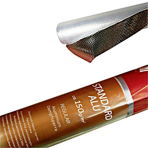 1,5m breit 50,m lang Dachfolie Alu Folie Energiesparende EUROVENT 150g/m² Dampfsperre Dampfsperrfolie