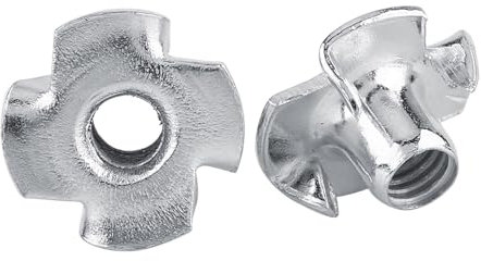 Dadi a T 50 Pezzi Acciaio al Carbonio Zincato M3/M4/M5/M6/M8 4 Punte Dadi Guida T Dado Filettato per Artigiani Mobili in Legno Inserti Blindati Dado a Ragno (M3×50)