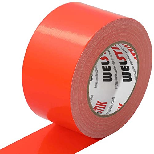 WELSTIK Ruban adhésif de qualité professionnelle, tissu imperméable, ruban coloré pour réparation, bricolage, artisanat, 75 mm x 41 m, orange | Forte Adhérence, Imperméable, Déchirable à la Main, Idéal pour Bricolage, Réparation et Fixation