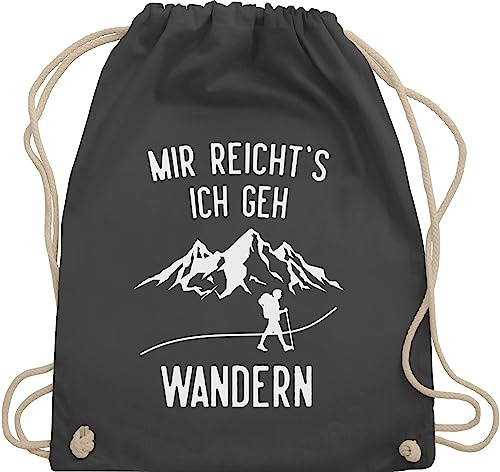 Turnbeutel Rucksack - Laufen Joggen Zubehör - Mir reichts ich geh wandern - Berge - Unisize - Dunkelgrau - wanderzubehör sportbeutel läufer laufsport berg beutel wanderutensilien hobby tüte