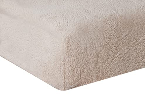 Sleepdown Teddy vanligt termiskt varmt mysigt supermjukt sänglakan sänglakan – 90 cm x 200 cm – naturlig, fleece, naturligt, dra-på-lakan 90 x 200 x 32 cm