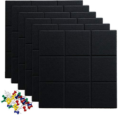 Uoisaiko Große Filz Pinnwand Selbstklebend mit 30 Pinnnadeln, 6 Stück 30x30cm Filzboard Memotafeln Memo Boards Bulletin Board Wanddekoration für Büro Küche, Fotos Memos