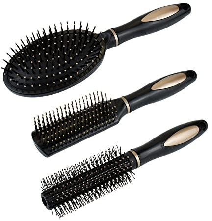3 Pack of Anti-Static Massage Oval Comb Round Hair Brush Vent Hair Brush Detangling Brush Paddle Brush for Women Men Kid All Wet or Dry Hair's Detangle, Massage, Add Shine