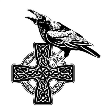 myrockshirt Rabe Krähe auf Kreuz Wikinger nordisch 30 cmSticker Aufkleber Autoaufkleber