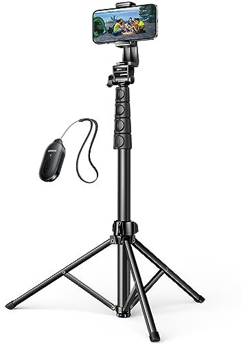 UGREEN iPhone Tripod Stand Filming 70”/1.8m Tall Selfie Stick Bluetooth Remote Foldable Phone Travel Mount 360° Rotating Holder Compatible with iPhone 17 Pro Max Air 16,Galaxy S25 S24 Ultra,Camera