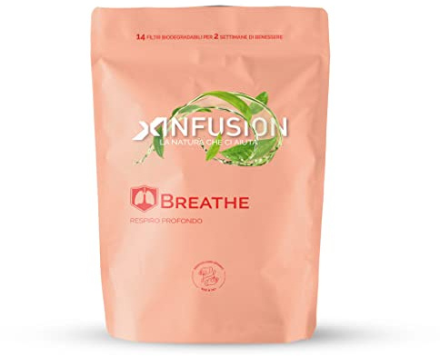 X-Infusion | Infuso Breathe per Malesseri Stagionali e Affaticamenti Fisiologici dei Bronchi, Infusione per Acqua Fredda, Note Balsamiche e Fresche, 14 Filtri, 100% Naturali, Senza Zuccheri