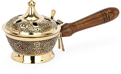 NKlaus Räucherkohle zum Räuchern, Räucherpfanne aus Messing, 19cm, 1 Stück