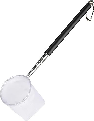 Pawfly Aquarium Shrimp Net, 2 Inch Tiny Fish Tank Net with Extendable Stainless Steel Handle, Soft Round Fine Mesh for Shrimp Baby Fish Food Residue Debris Skimming