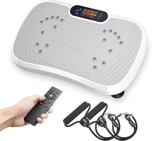 Dripex Vibration Plate Exercise Machine, Whole Body Workout Fitness Vibration Plate, Vibration Power Plate with Resistance Bands,Slim Vibration Platform for Home Training & Shaping,99 Levels-White