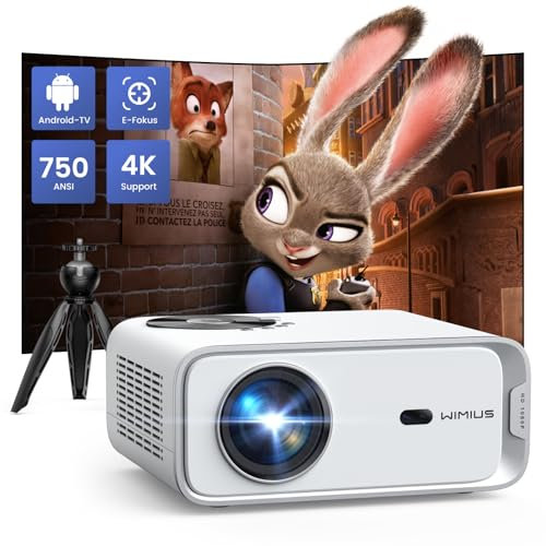【Netflix/Android TV & Auto Keystone】 Vidéoprojecteur 4K, 30000 Lumens Focus Électrique Projecteur Vidéo WiFi6 Bluetooth 1080P Full HD, Rétroprojecteur Portable Zoom 50% Home Cinéma 300[avec Trépied]
