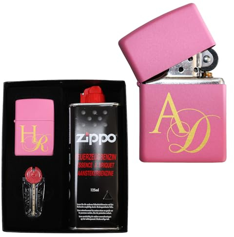 Frauen Feuerzeug Zippo mit Gravur, pink | Sturmfeuerzeug mit Initialen & Namen | Pinkes Zippo personalisiert. Rosa Feuerzeug mit Gravur