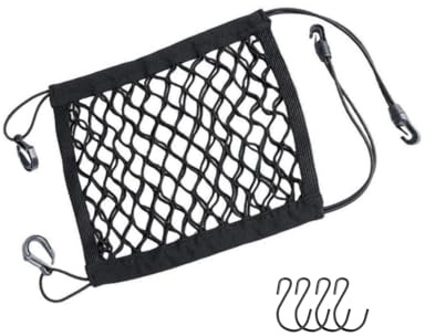 Rete per Moto 28 x 25 cm Doppio Strato con 4 Ganci - Rete da Carico per Casco e Bagagli - Nero