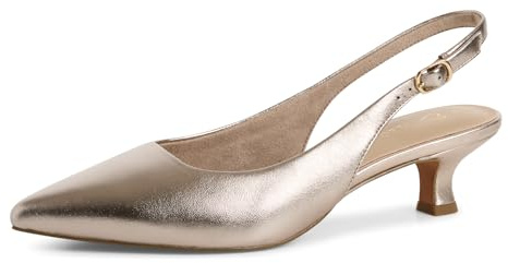MARCO TOZZI Damen Slingpumps aus Leder Spitz, Beige (Platinum), 38 EU